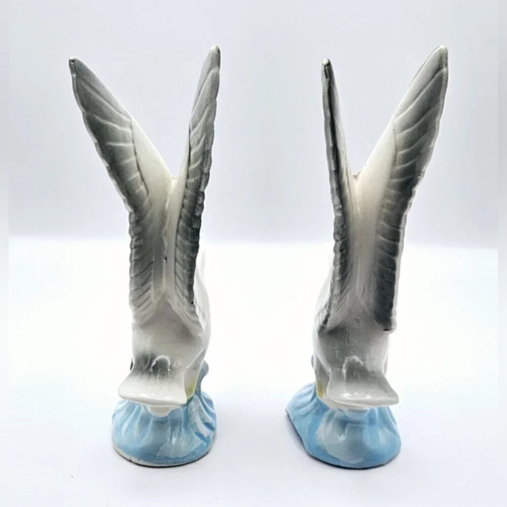 Vintage Nanco Japan Flying Seagull Salt and Pepper Shakers Ceramic Set